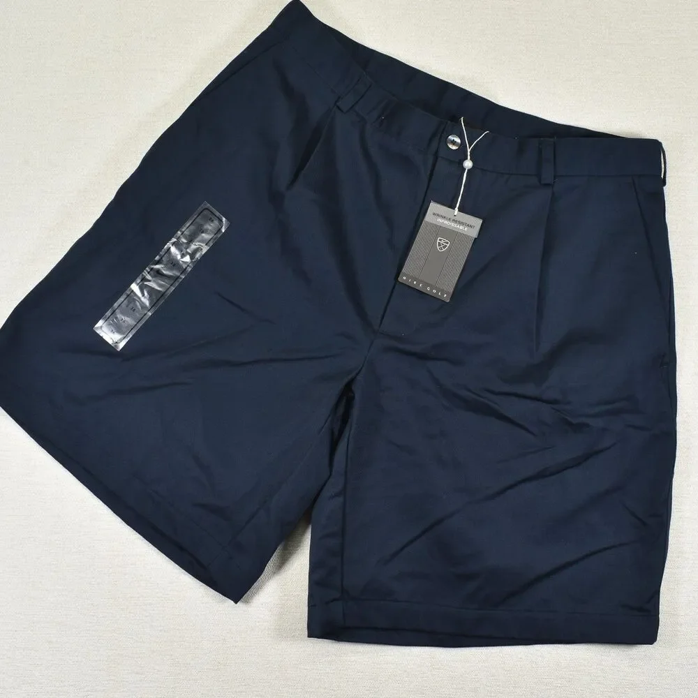 NWT Nike Golf Shorts Navy Blue Pleated Front Mens 36 NOS Deadstock Y2K 2004 Vtg